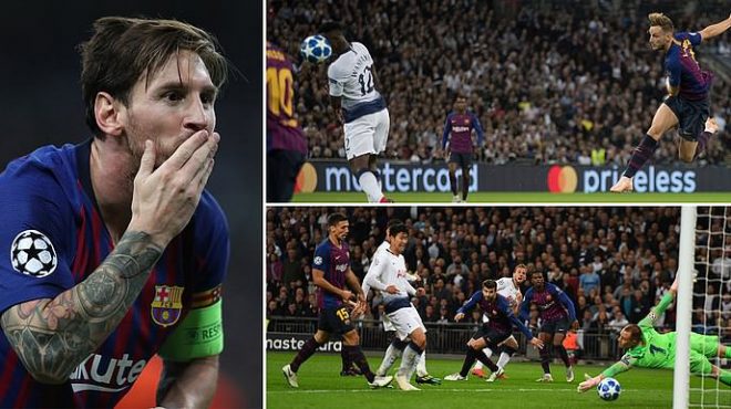 Messi lập cú đúp siêu đẳng giúp Barca giành chiến thắng không tưởng trước Tottenham ngay tại Wembley